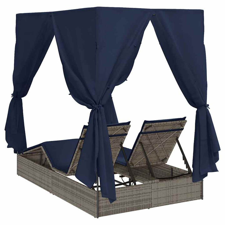 Dobbelt Solseng med Tag Grå 205 x 129 x 200 cm PE rattan