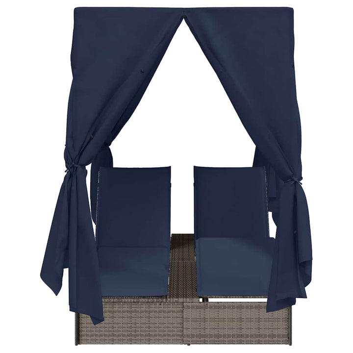 Dobbelt Solseng med Tag Grå 205 x 129 x 200 cm PE rattan