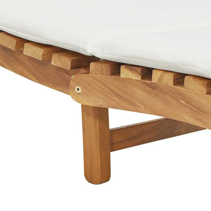 Solstol med pude Cremehvid 188 x 55 x 59 cm Massivt teaktræ