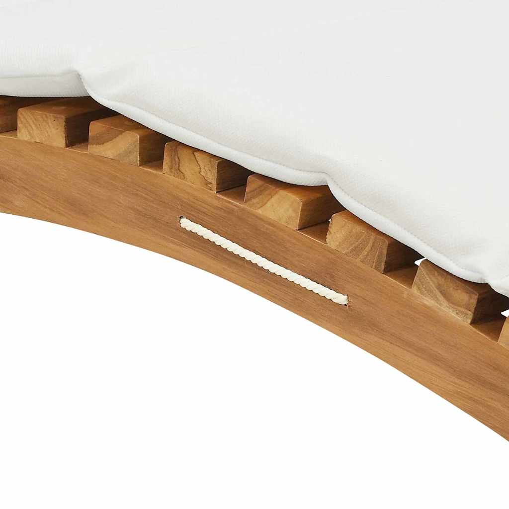 Solstol med pude Cremehvid 188 x 55 x 59 cm Massivt teaktræ
