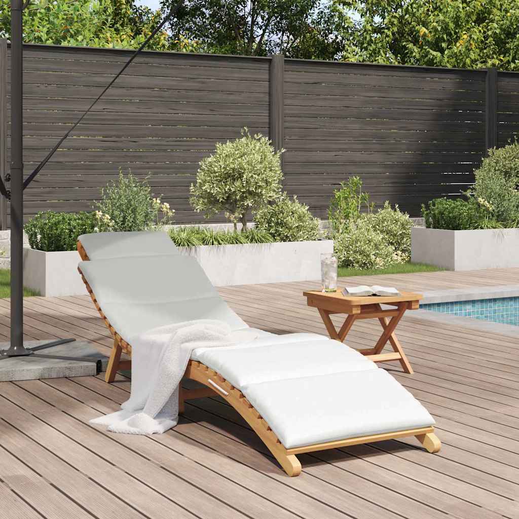 Solstol med pude Cremehvid 188 x 55 x 59 cm Massivt teaktræ