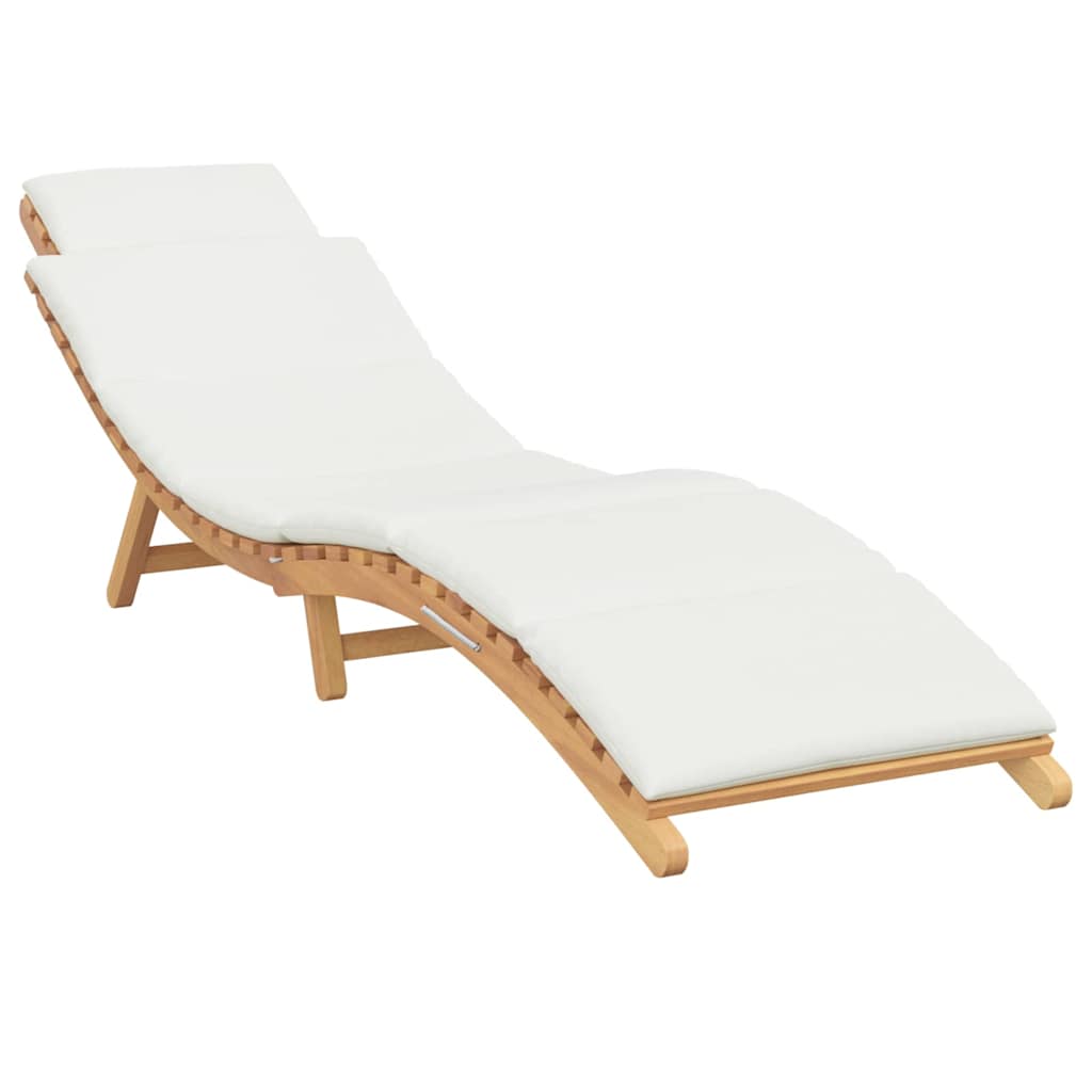 Solstol med pude Cremehvid 188 x 55 x 59 cm Massivt teaktræ