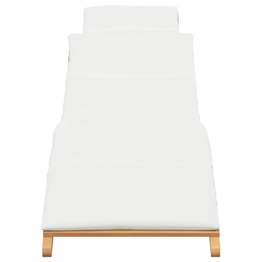 Solstol med pude Cremehvid 188 x 55 x 59 cm Massivt teaktræ
