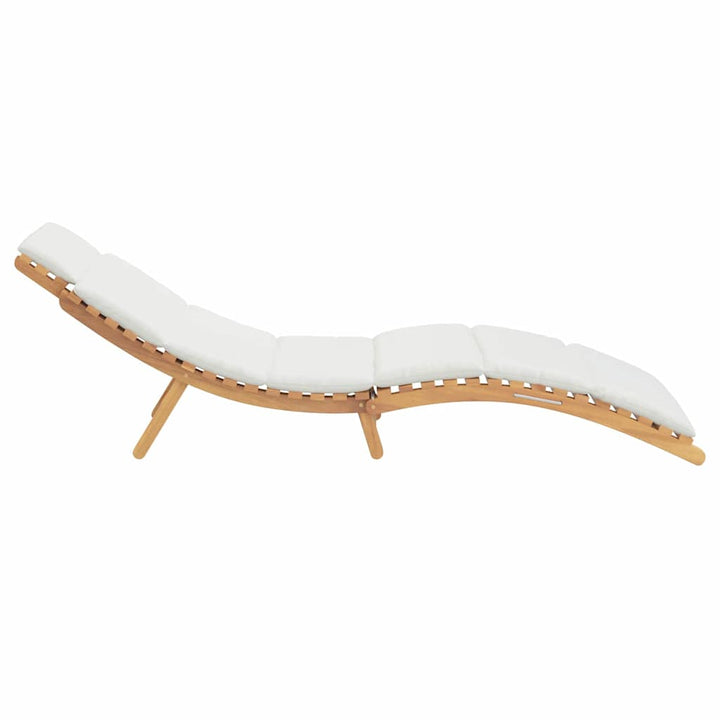 Solstol med pude Cremehvid 188 x 55 x 59 cm Massivt teaktræ