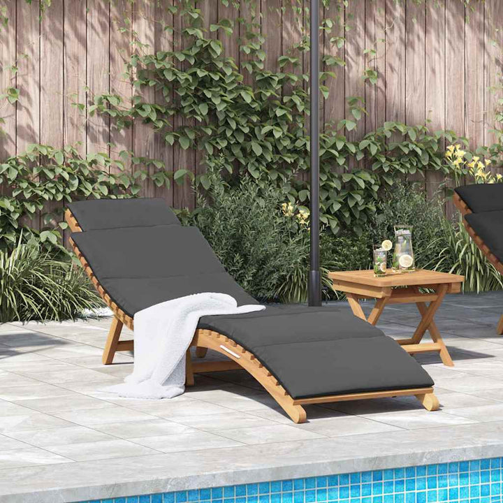 Solstol med pude Mørkegrå 188 x 55 x 59 cm Massivt teaktræ