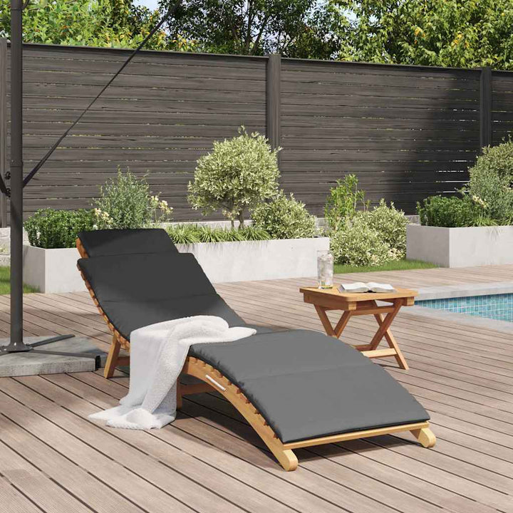 Solstol med pude Mørkegrå 188 x 55 x 59 cm Massivt teaktræ