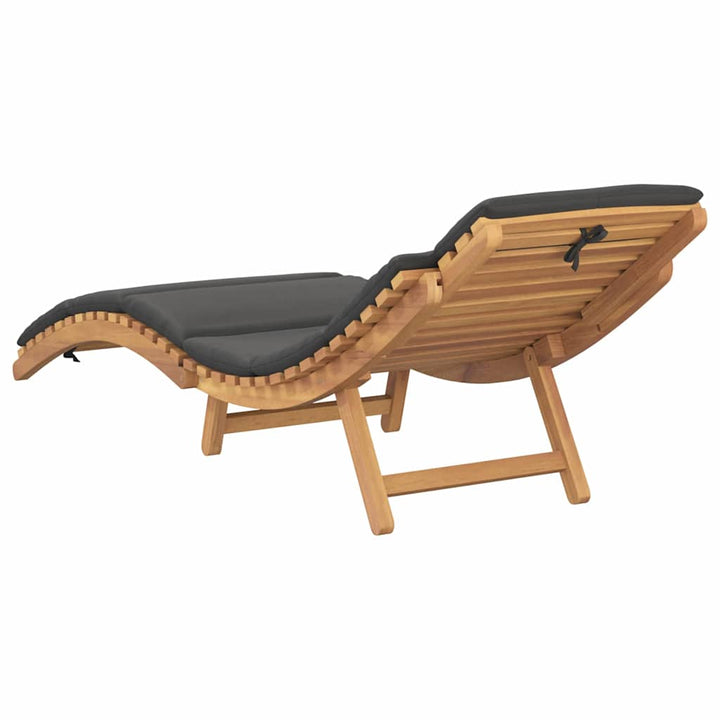 Solstol med pude Mørkegrå 188 x 55 x 59 cm Massivt teaktræ