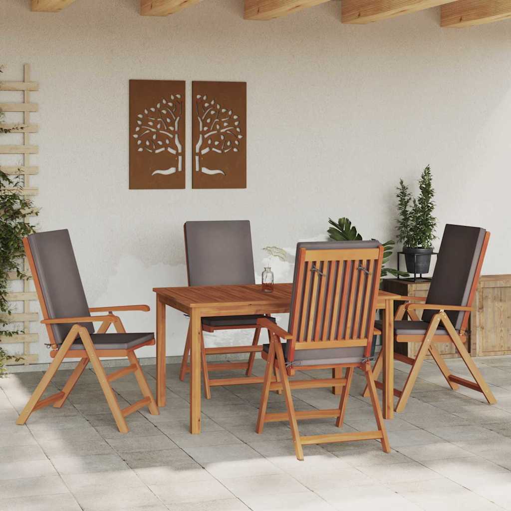 Have Stol med pude 4 pcs Brun 57 x 71.5 x 104cm Massivt teaktræ
