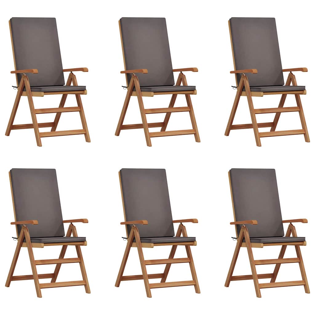 Have Stol med pude 6 pcs Brun 57 x 71.5 x 104cm Massivt teaktræ