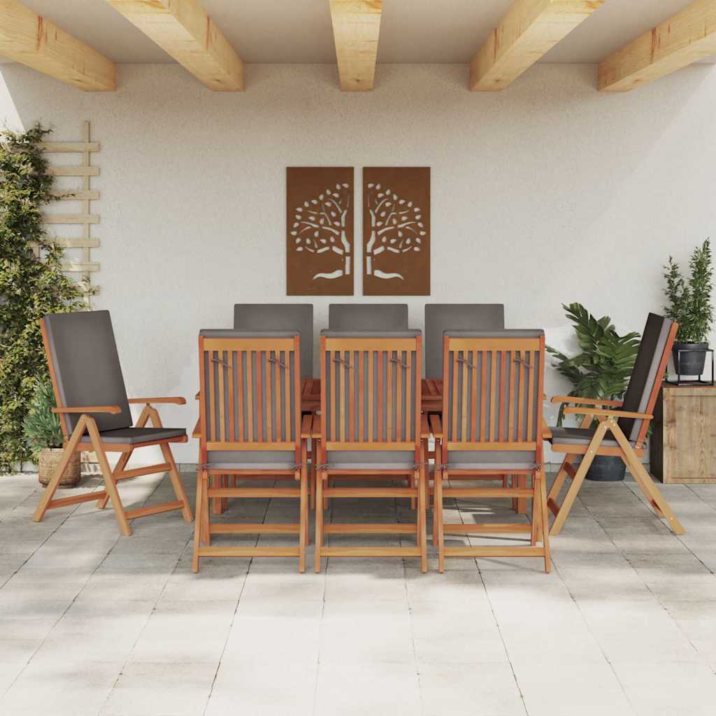 Have Stol med pude 8 pcs Brun 57 x 71.5 x 104cm Massivt teaktræ