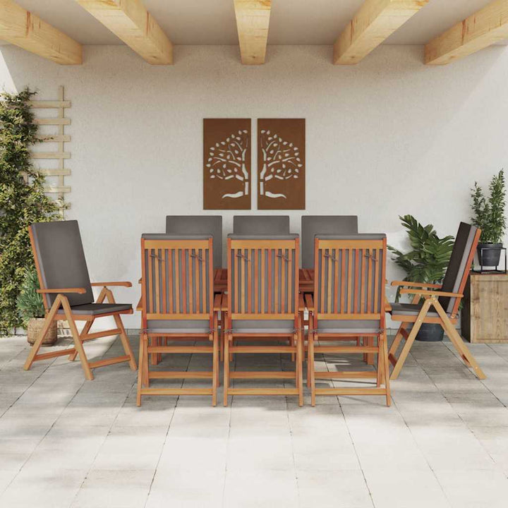Have Stol med pude 8 pcs Brun 57 x 71.5 x 104cm Massivt teaktræ