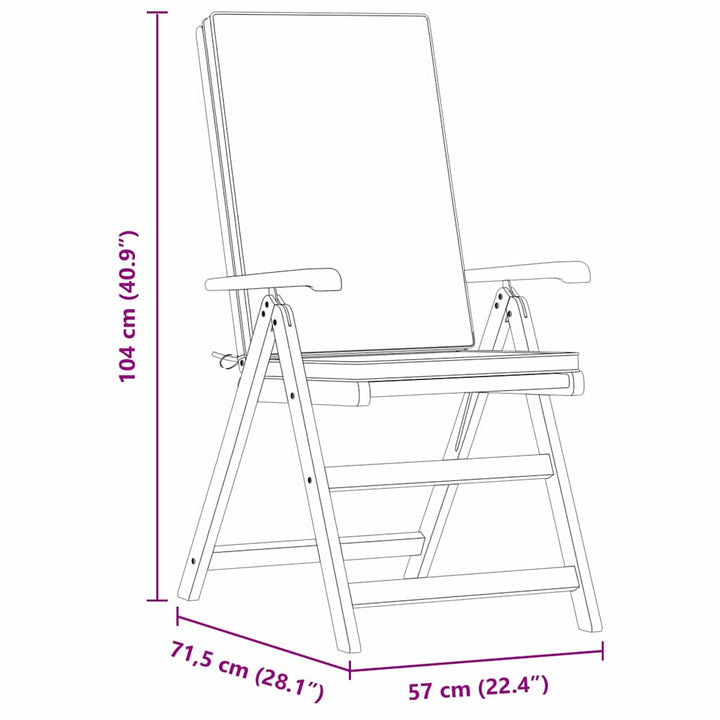 Have Stol med pude 4 pcs Brun 57 x 71.5 x 104cm Massivt teaktræ