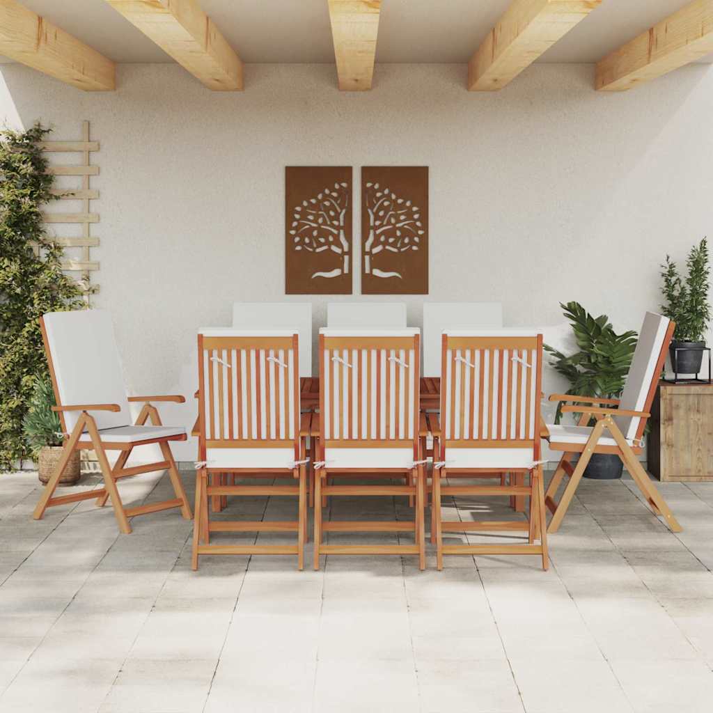 Have Stol med pude 8 pcs Brun 57 x 71.5 x 104cm Massivt teaktræ