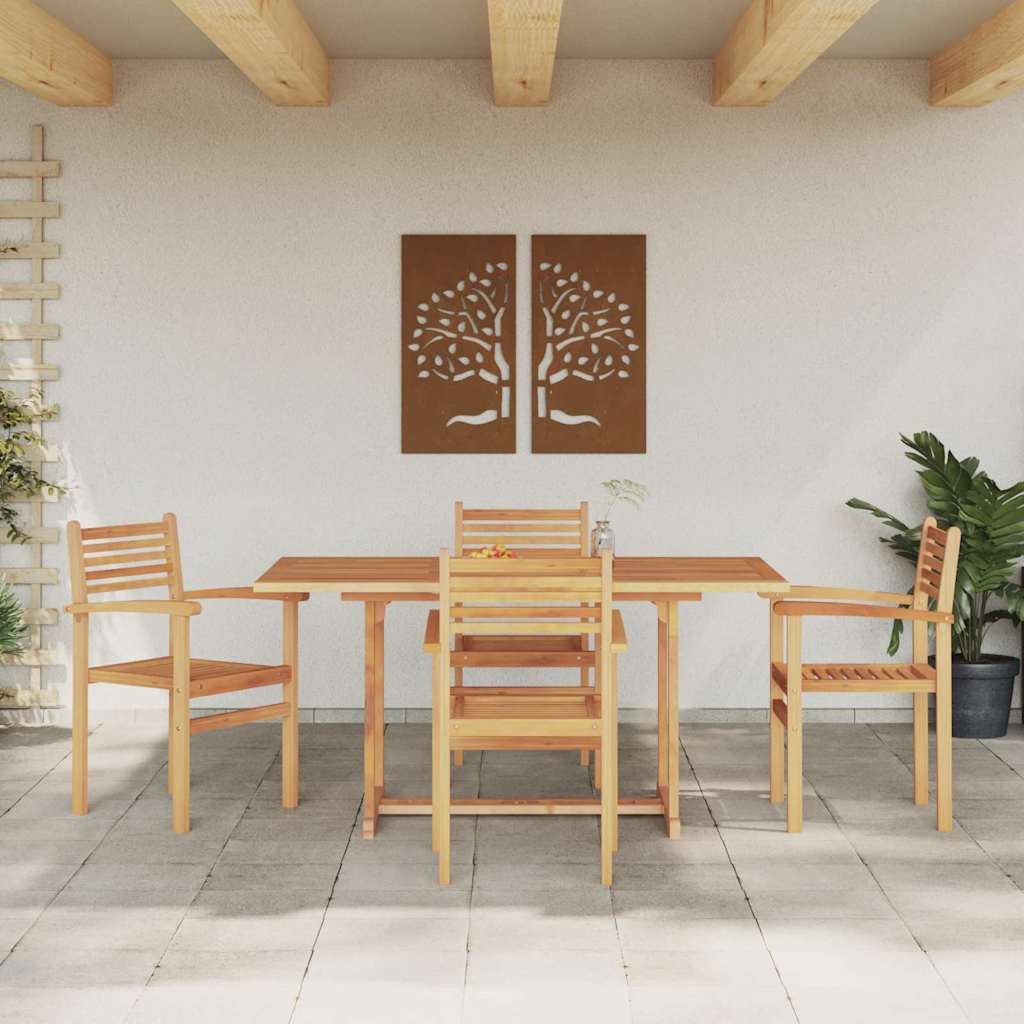 Have Spisebordssæt 5 pcs Naturlig Solidt teaktræ