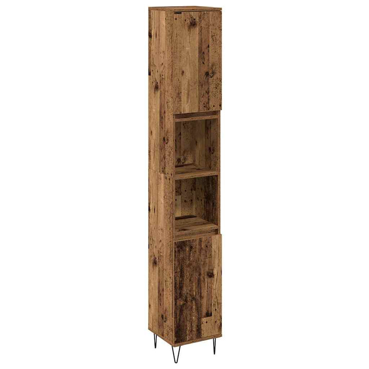 Badeværelsesmøbel Sæt 3 pcs Gammelt træ 30 x 30 x 180 cm