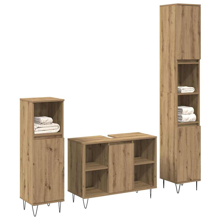 Badeværelsesmøbel Sæt 3 pcs Artisan Egetræ 30 x 30 x 180 cm