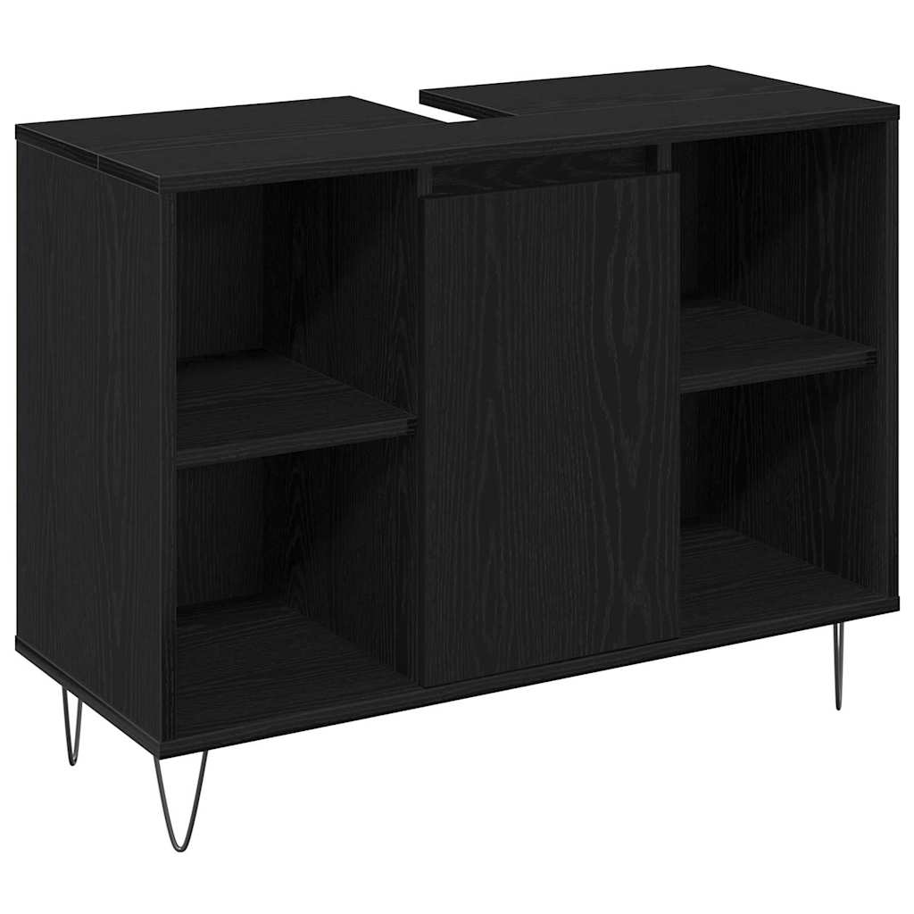 Badeværelsesmøbel Sæt med dør 3 pcs Sort eg 30 x 30 x 180 cm