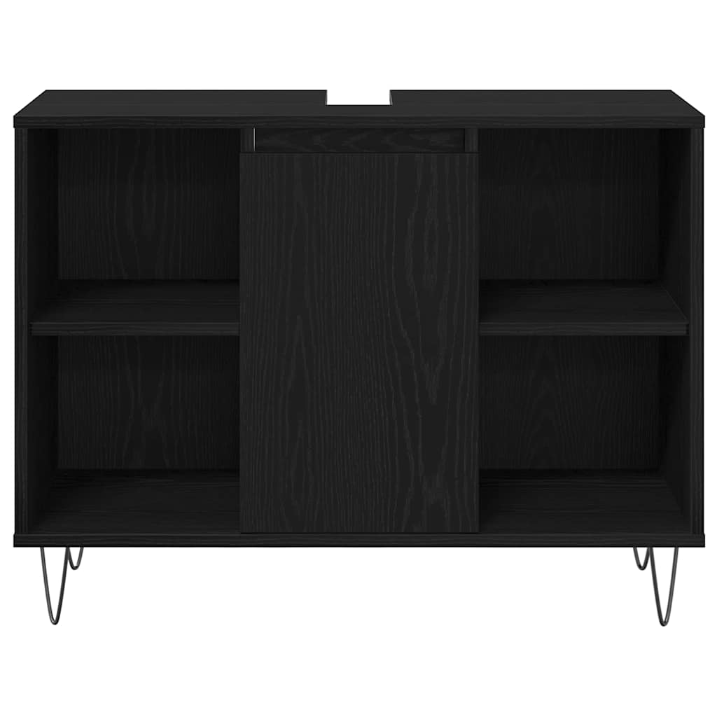 Badeværelsesmøbel Sæt med dør 3 pcs Sort eg 30 x 30 x 180 cm