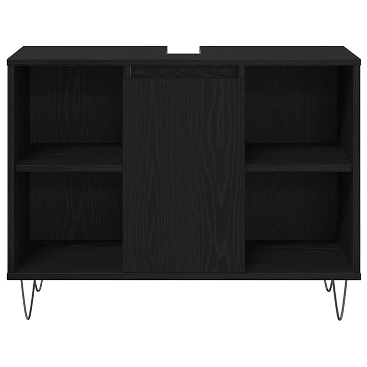 Badeværelsesmøbel Sæt med dør 3 pcs Sort eg 30 x 30 x 180 cm