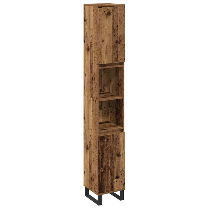 Badeværelsesmøbel sæt med dør 3 pcs Brun 30 x 30 x 180 cm