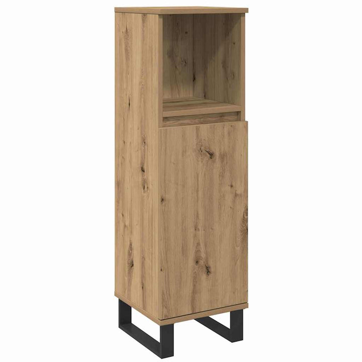 Badeværelsesmøbel sæt med dør 3 pcs Brun 30 x 30 x 180 cm
