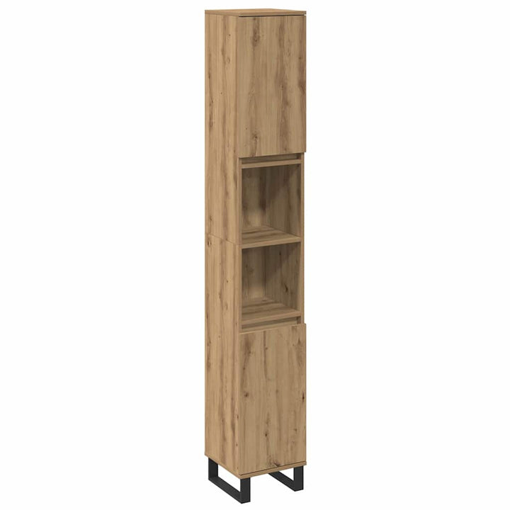 Badeværelsesmøbel sæt med dør 3 pcs Brun 30 x 30 x 180 cm