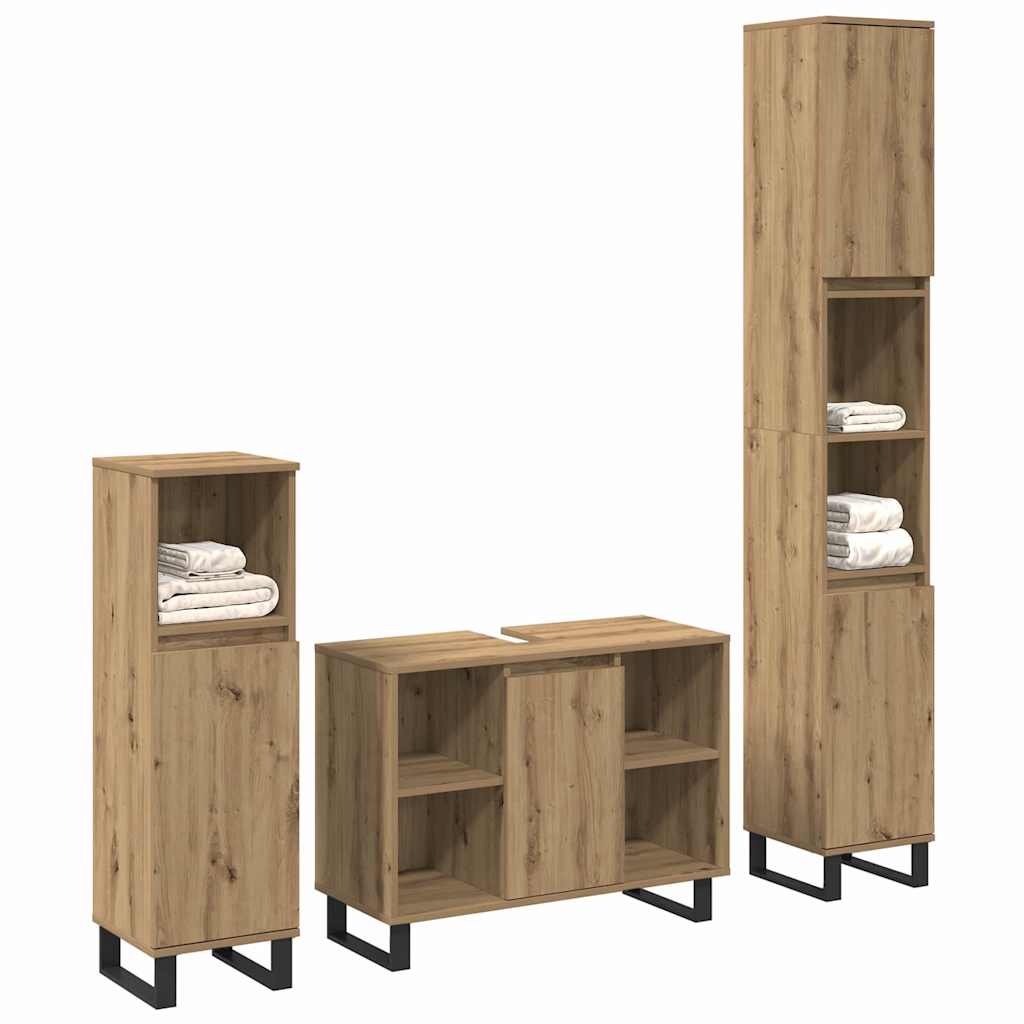 Badeværelsesmøbel sæt med dør 3 pcs Brun 30 x 30 x 180 cm