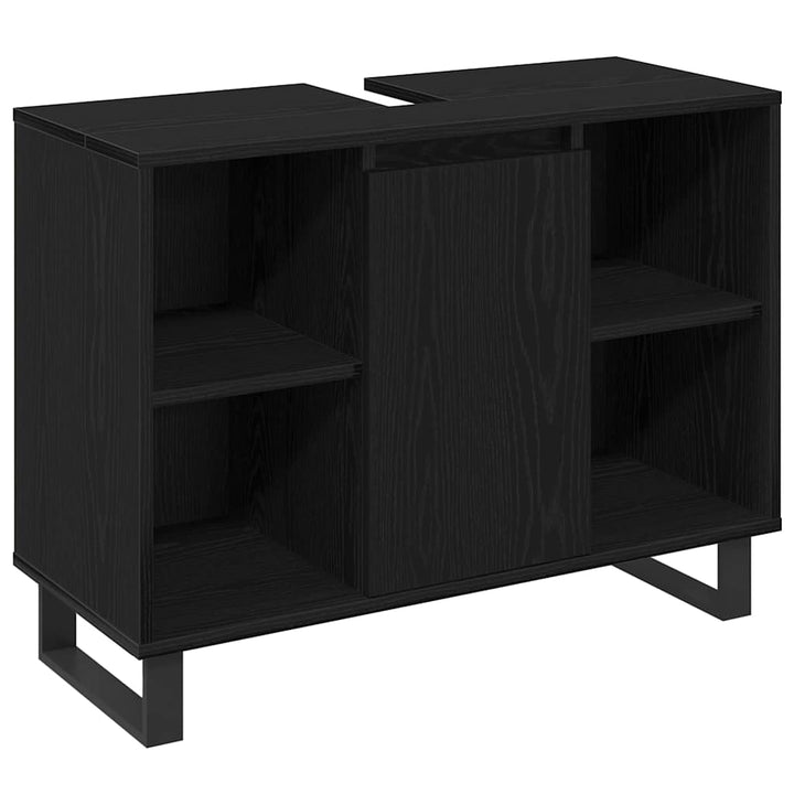 Badeværelsesmøbel sæt med dør 3 pcs Sort 30 x 30 x 180 cm