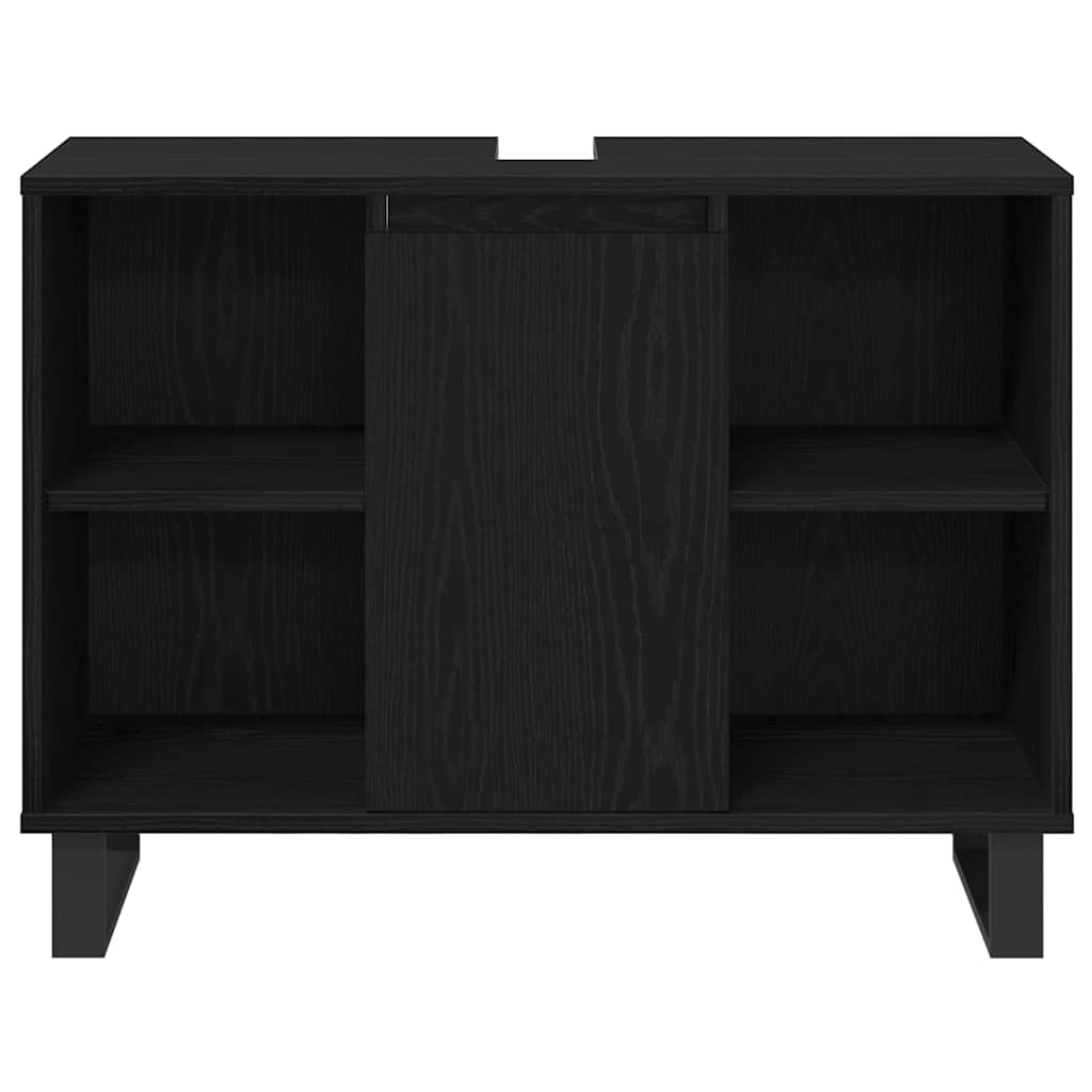 Badeværelsesmøbel sæt med dør 3 pcs Sort 30 x 30 x 180 cm
