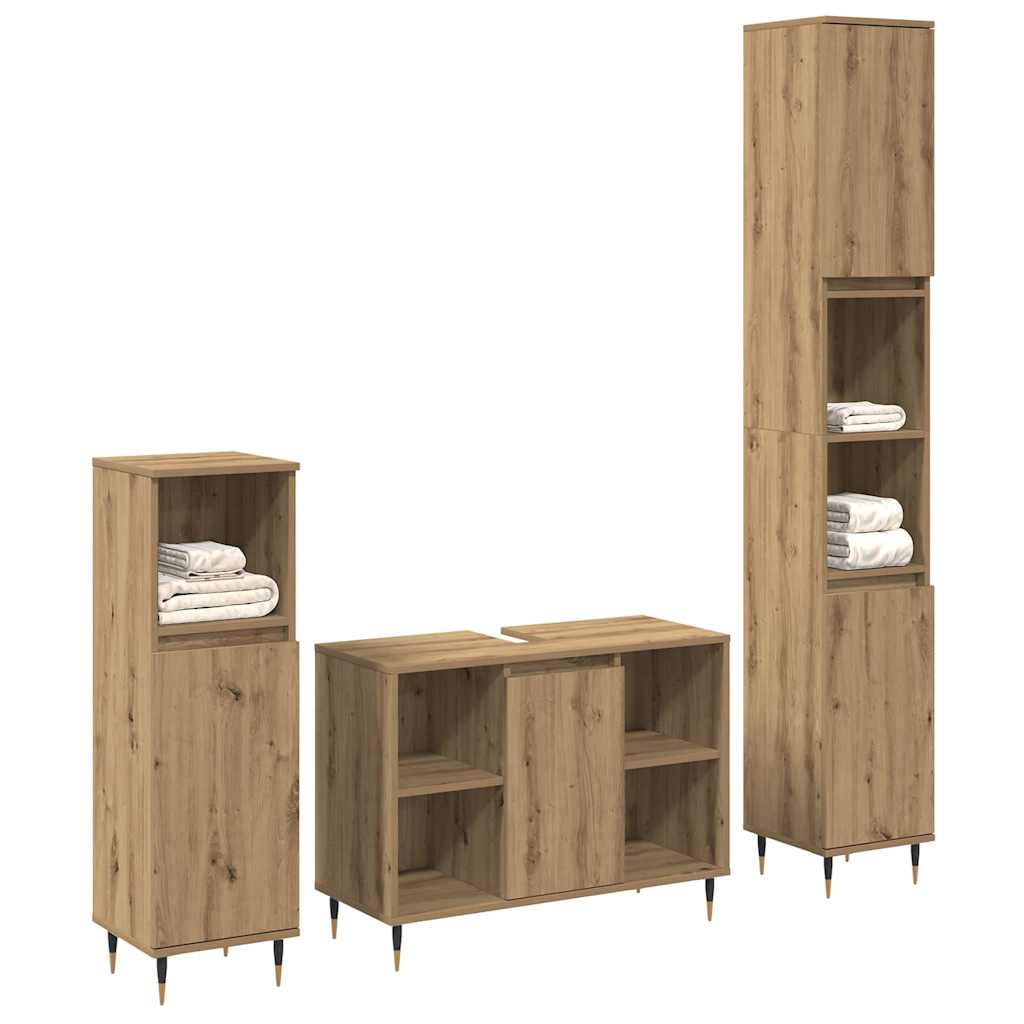 Møbel Sæt til Badeværelse 3 pcs Artisan Egetræ 30 x 30 x 180 cm