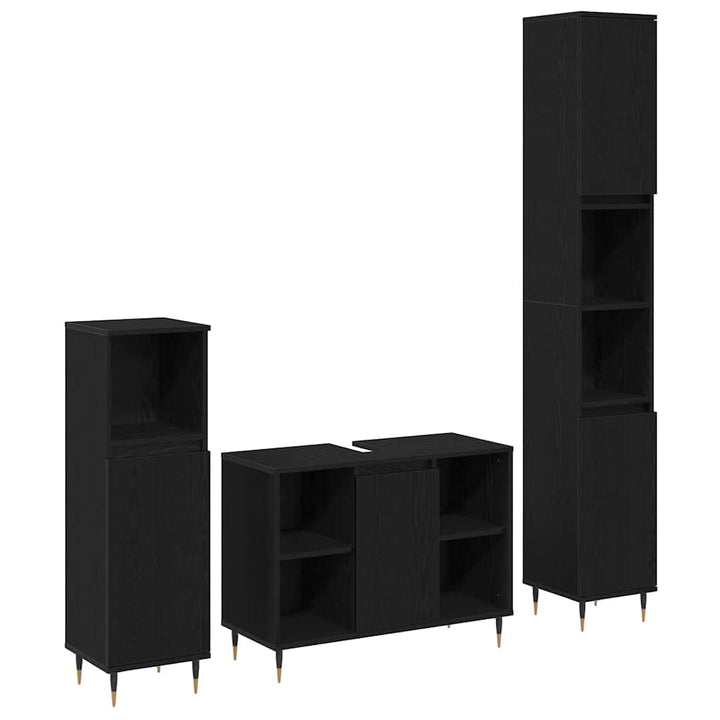 Møbel Sæt til Badeværelse Andet 3 pcs Sort eg 30 x 30 x 180 cm