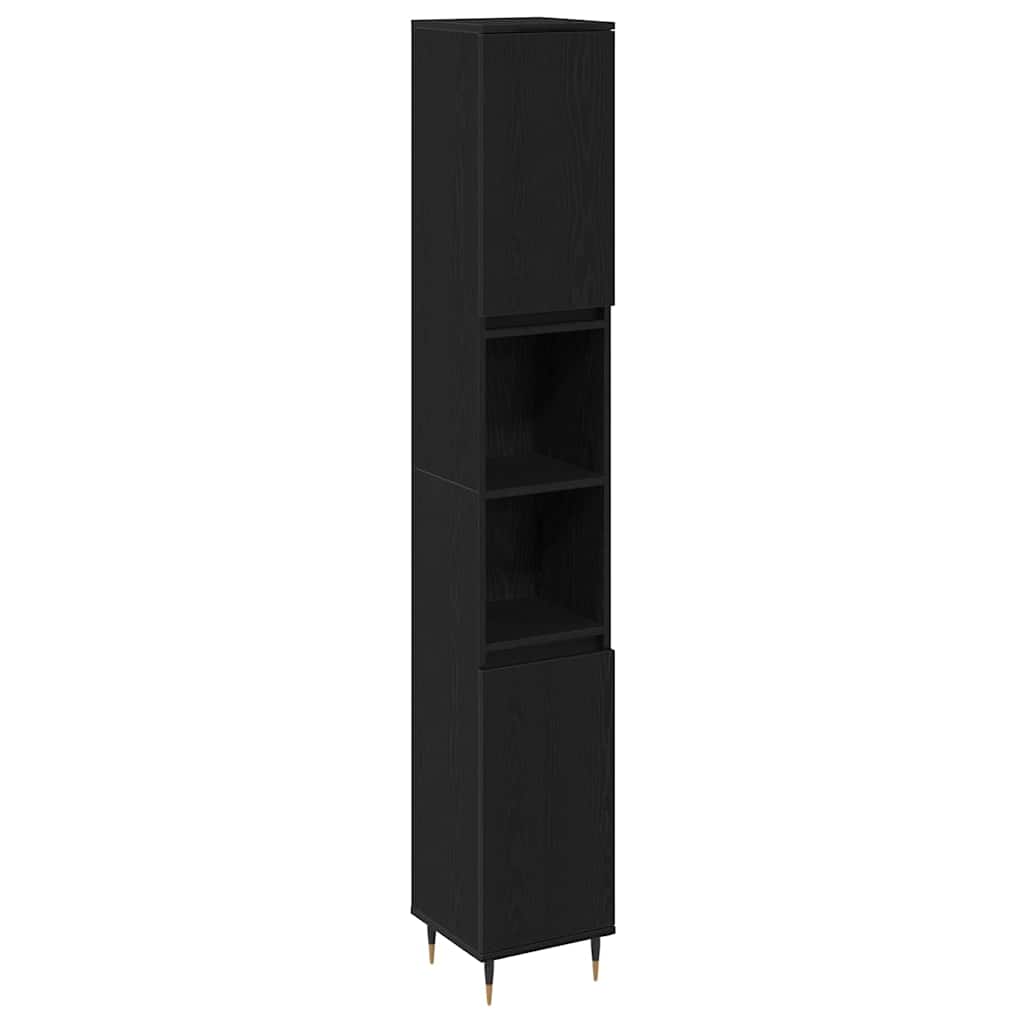 Møbel Sæt til Badeværelse Andet 3 pcs Sort eg 30 x 30 x 180 cm