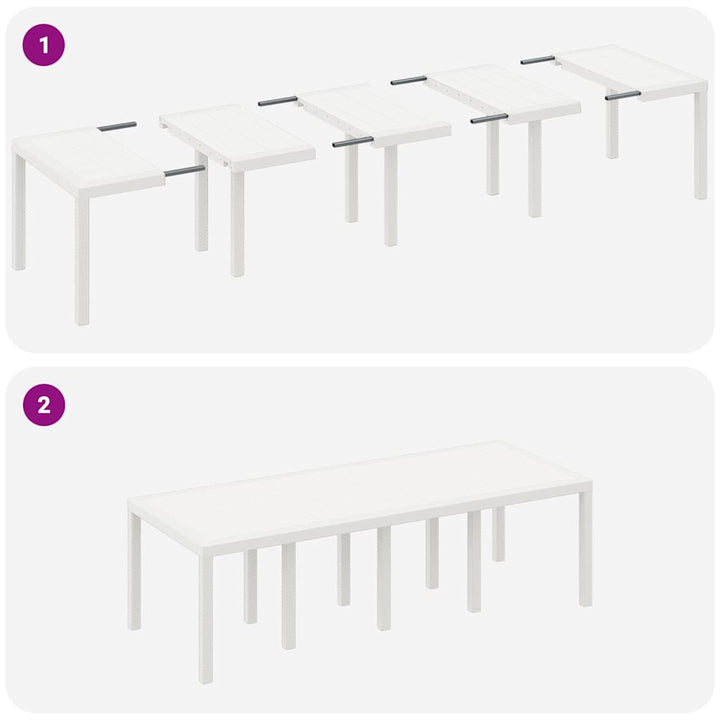 Havemøbel Bord Hvid 250 x 100 x 73 cm polyrattan