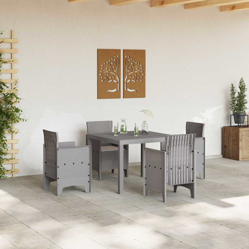 Have Spisebordssæt 5 pcs Lysegrå Polt rattan
