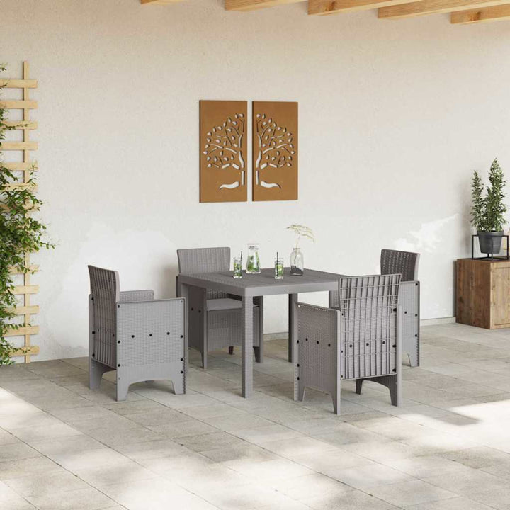 Have Spisebordssæt 5 pcs Lysegrå Polt rattan