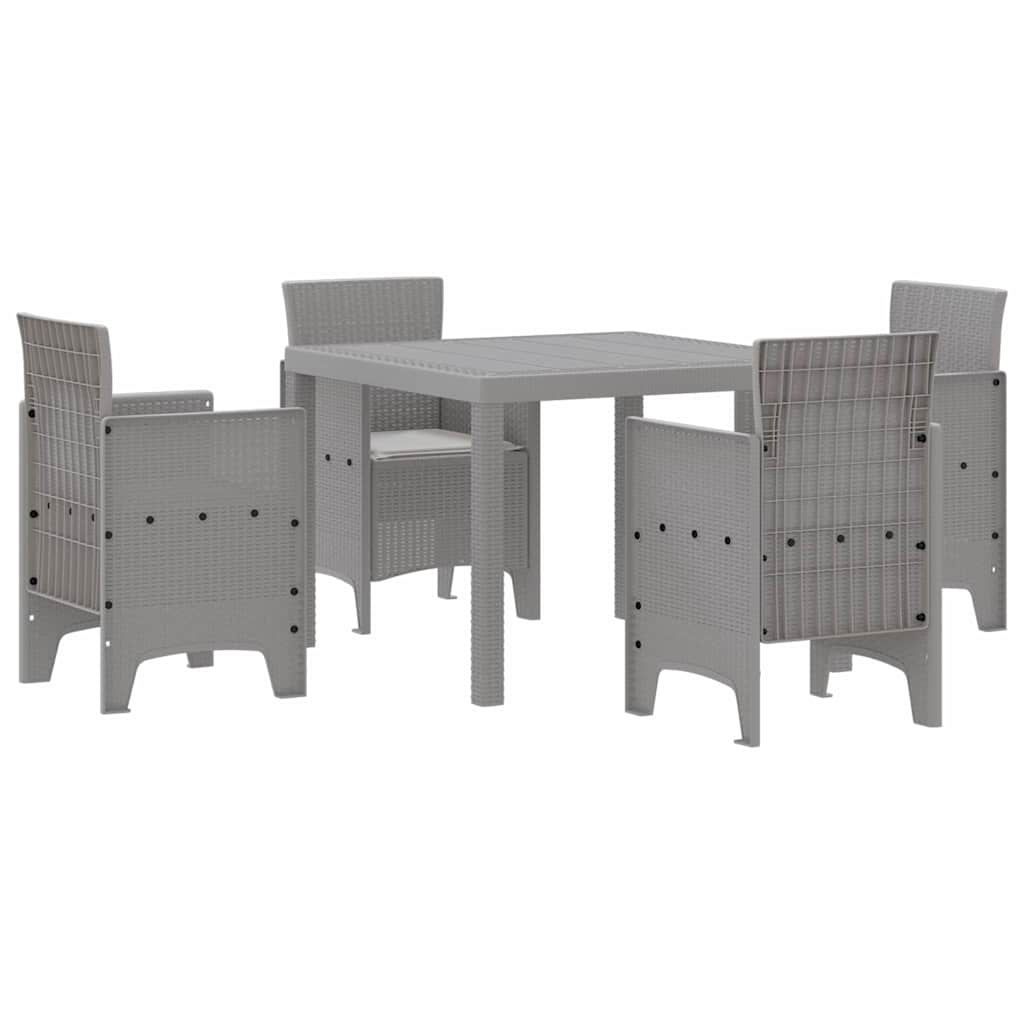 Have Spisebordssæt 5 pcs Lysegrå Polt rattan