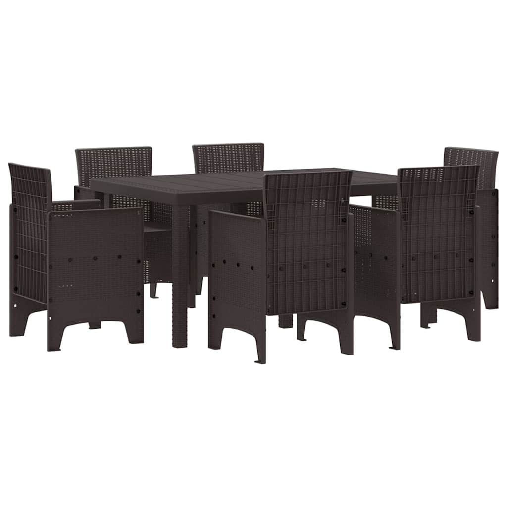 Have Spisebordssæt 7 pcs Brun Polt rattan