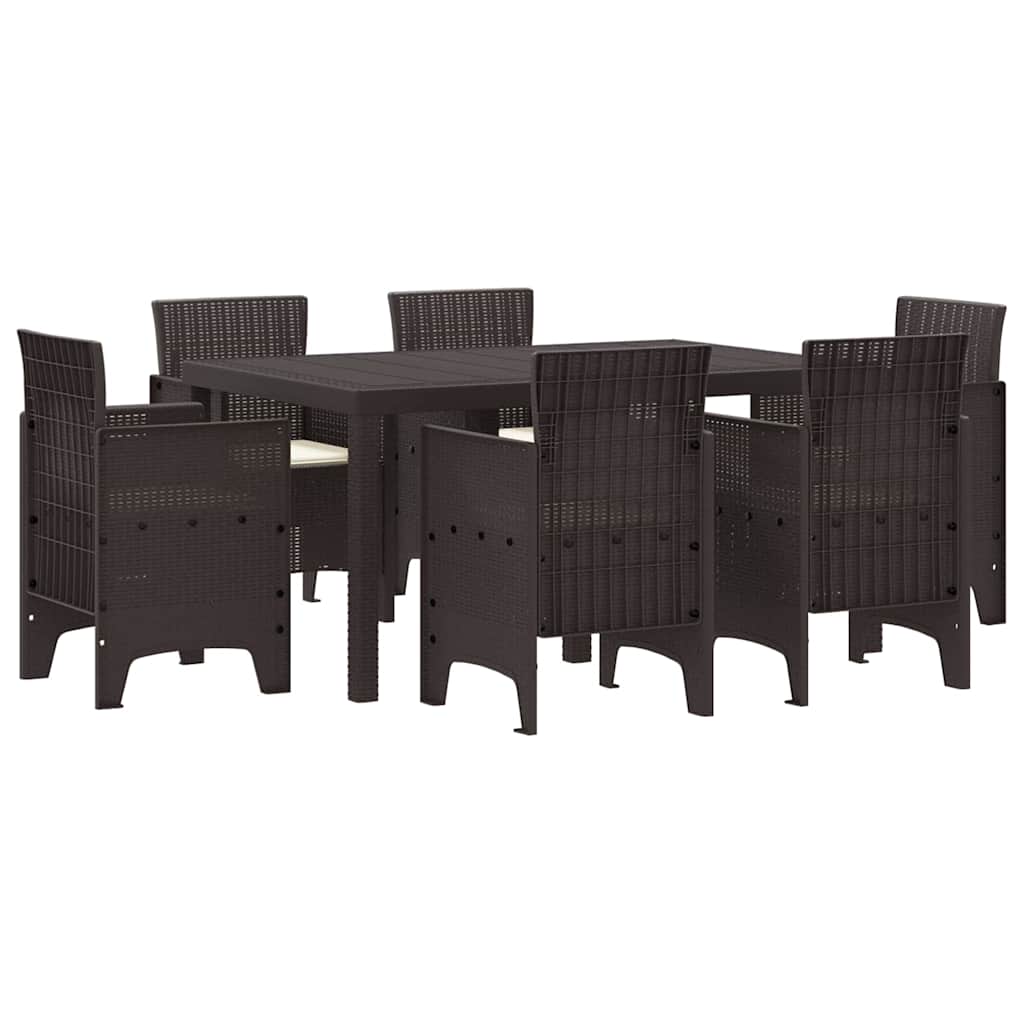 Have Spisebordssæt 7 pcs Brun Polt rattan