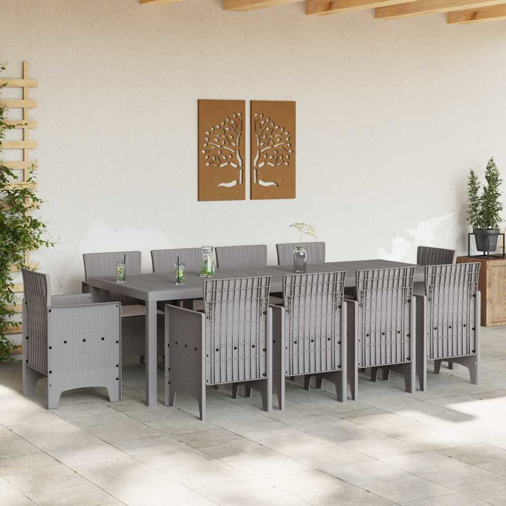 Have Spisebordssæt 11 pcs Lysegrå Polt rattan