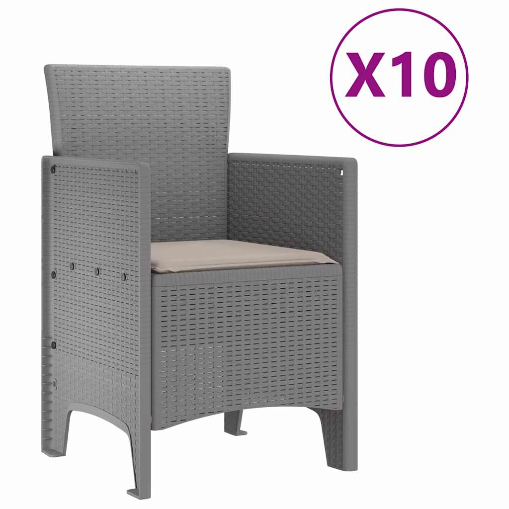 Have Spisebordssæt 11 pcs Lysegrå Polt rattan