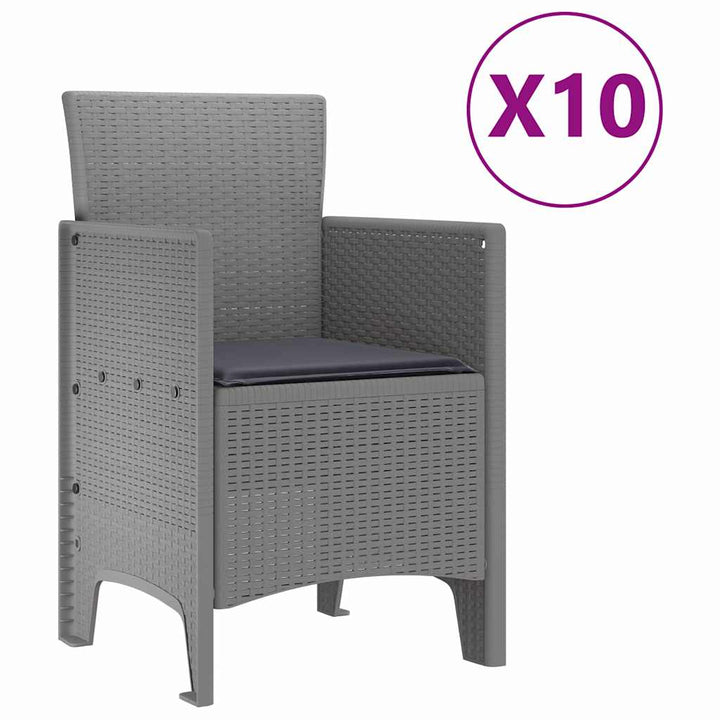Have Spisebordssæt 11 pcs Lysegrå Polt rattan