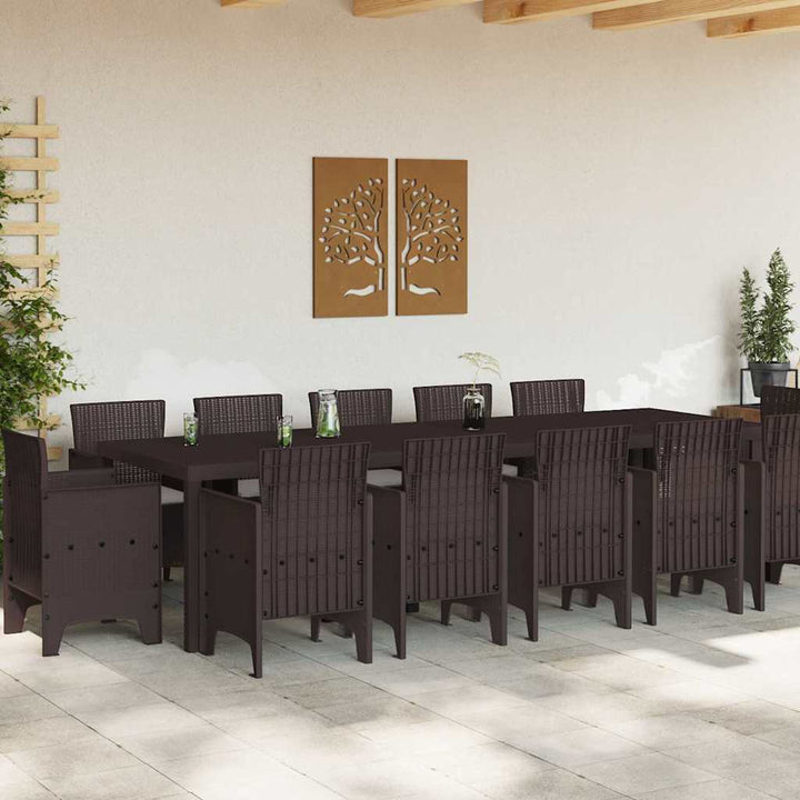 Have Spisebordssæt 13 pcs Brun og Lys grå Rattan og Pude