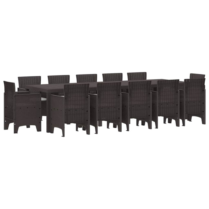 Have Spisebordssæt 13 pcs Brun og Lys grå Rattan og Pude