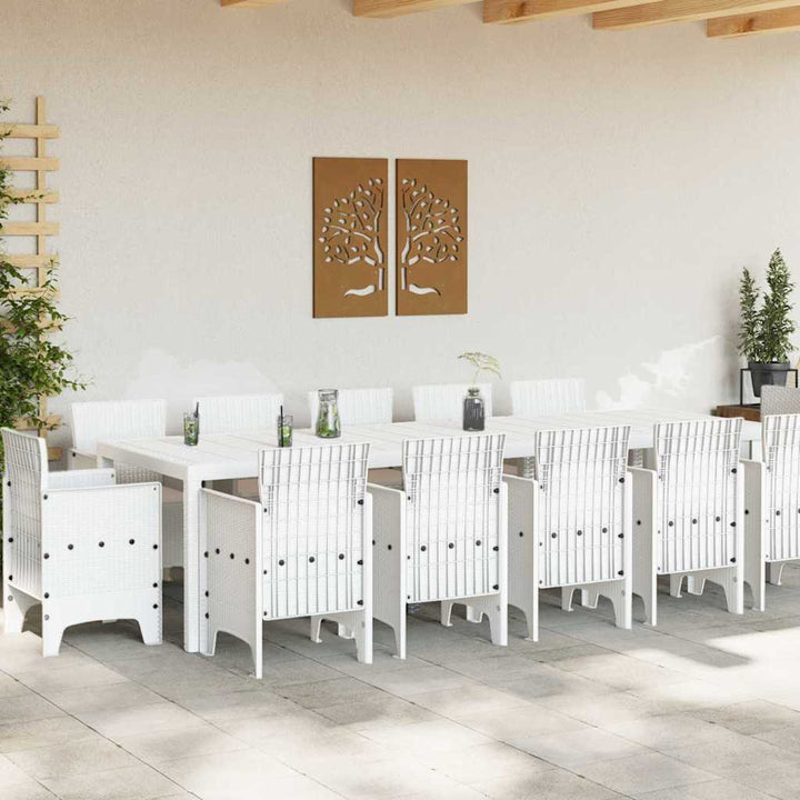 Have Spisebordssæt 13 pcs Hvid og Lys grå Poly rattan og stål