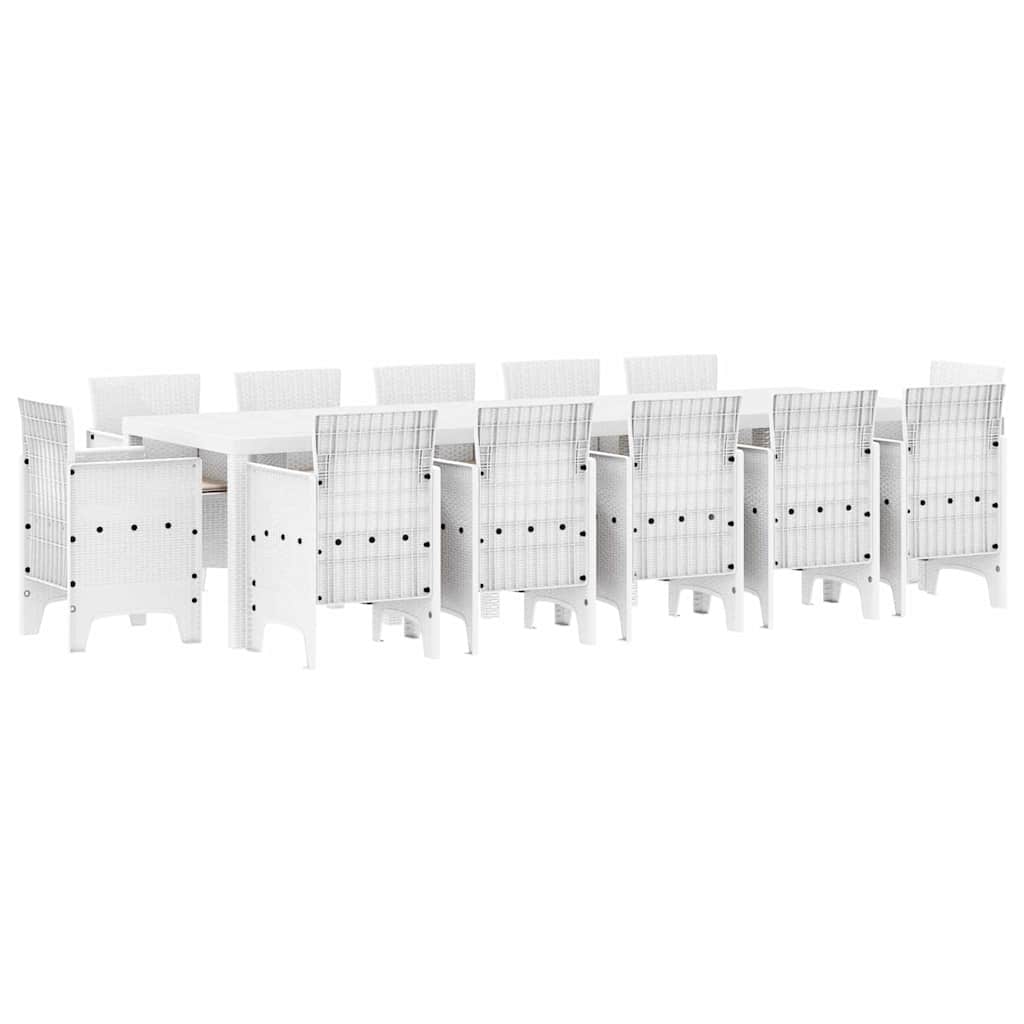 Have Spisebordssæt 13 pcs Hvid og Lys grå Poly rattan og stål
