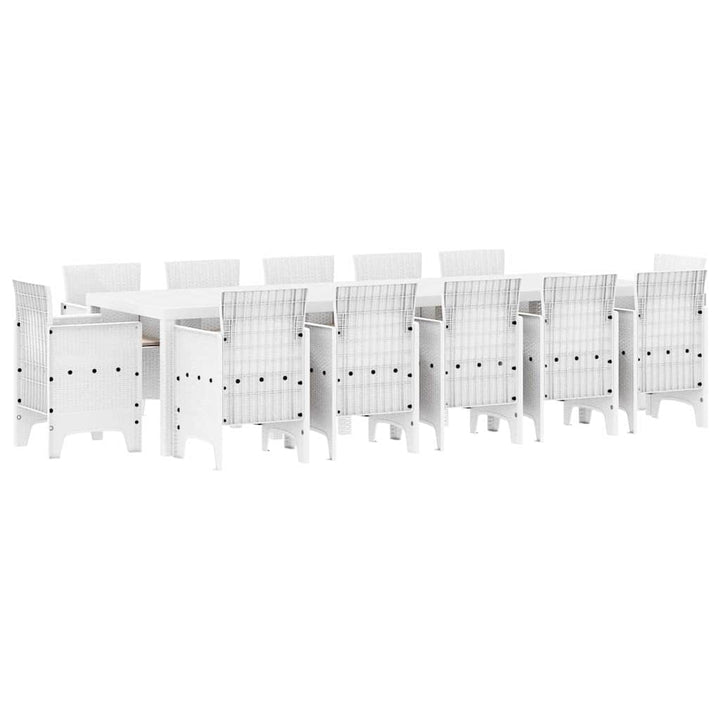 Have Spisebordssæt 13 pcs Hvid og Lys grå Poly rattan og stål