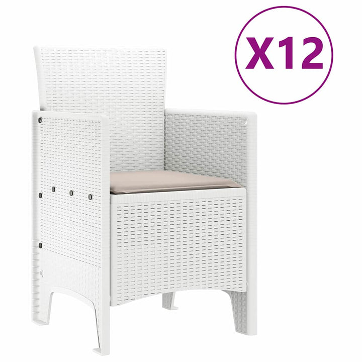 Have Spisebordssæt 13 pcs Hvid og Lys grå Poly rattan og stål