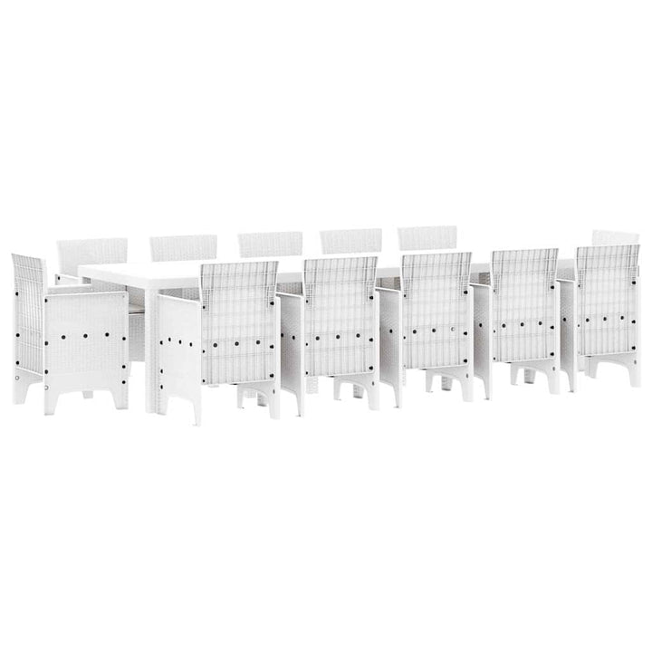 Have Spisebordssæt 13 pcs Hvid og Lys grå Poly rattan og stål