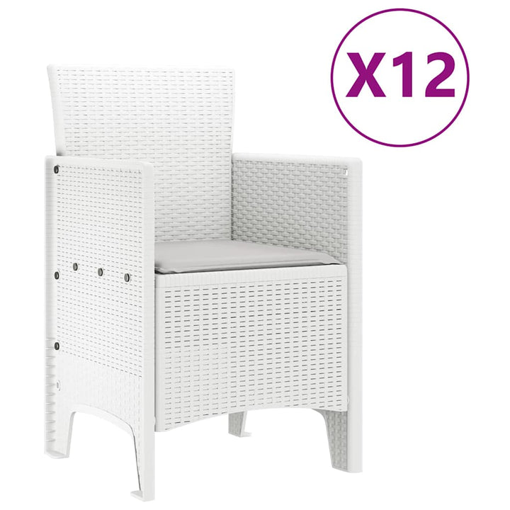 Have Spisebordssæt 13 pcs Hvid og Lys grå Poly rattan og stål