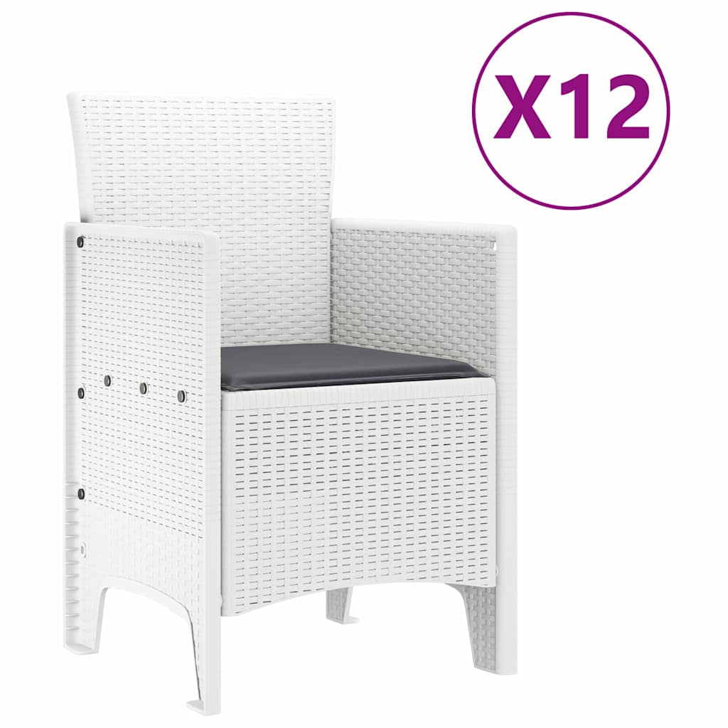 Have Spisebordssæt 13 pcs Hvid Syntetisk rattan og Metal